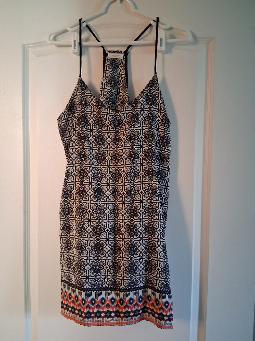 Poetry Black and White Patterned Strappy Boho Sundress